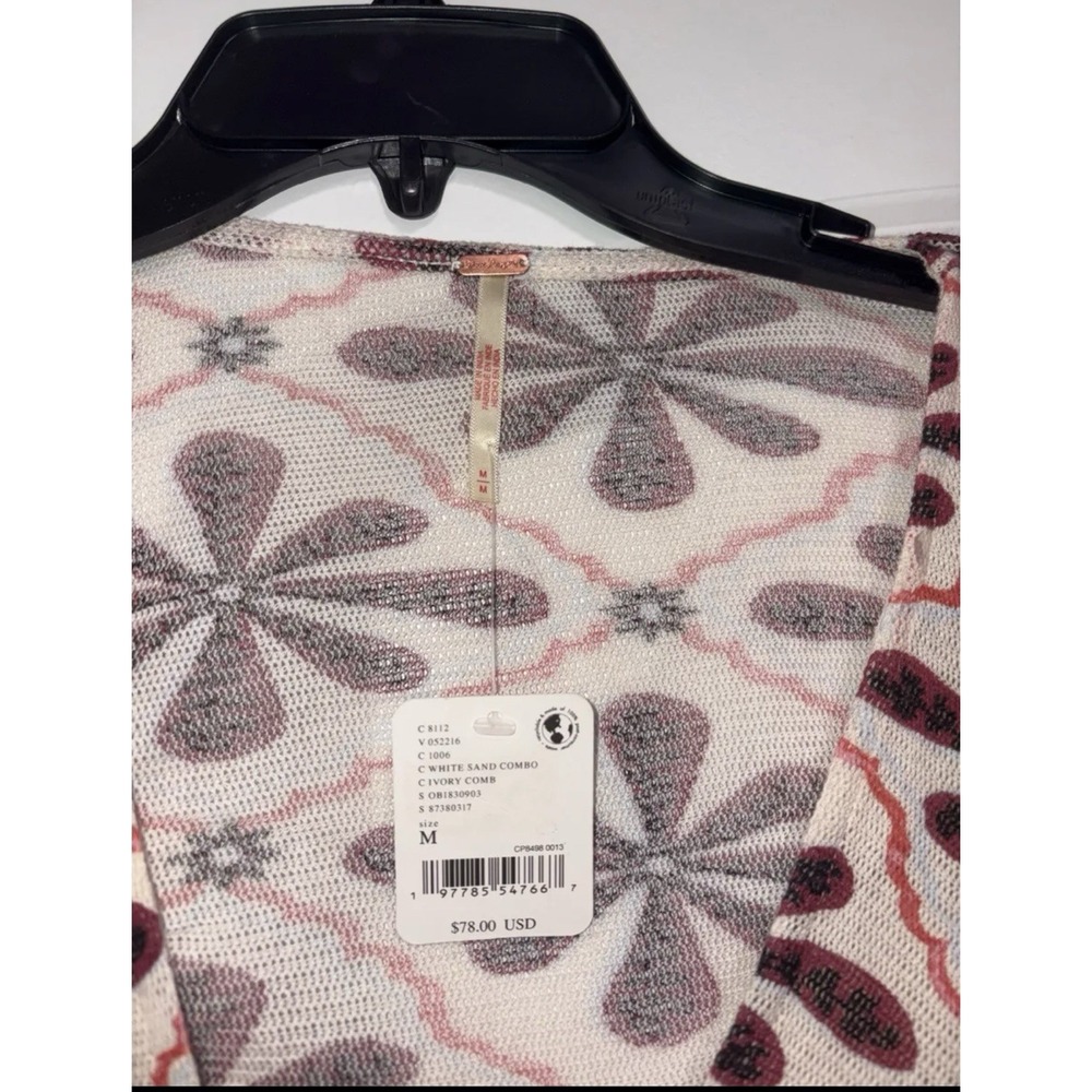 Free People Long Sleeve Multi Top Floral Size Medium New With Tags - Picture 4 of 6